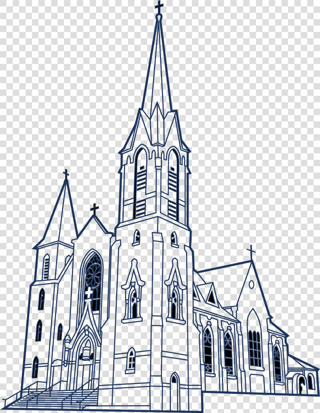Transparent Church Clipart Png   Medieval Catholic Church Line Art  Png DownloadTransparent PNG