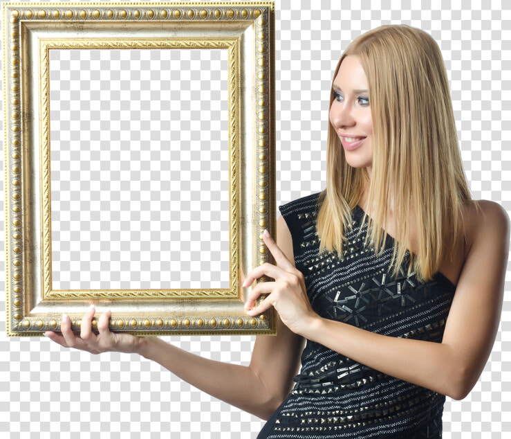 Woman Holding Frame   Woman Holding A Picture Frame  HD Png DownloadTransparent PNG