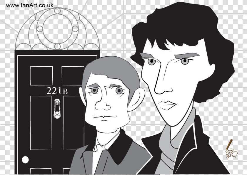 Sherlock Holmes And Watson Caricature   Benedict Cumberbatch Sherlock Cartoon  HD Png DownloadTransparent PNG