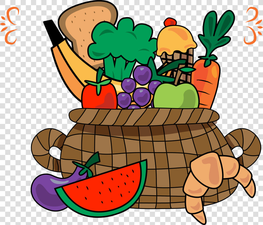 Fruit Vegetable Basket   Fruit And Vegetable Cartoon Png  Transparent PngTransparent PNG