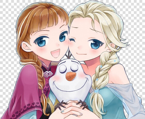 Anna Elsa And Olaf By Natsi90 d7vxsjf   Frozen Elsa Anna Anime  HD Png DownloadTransparent PNG