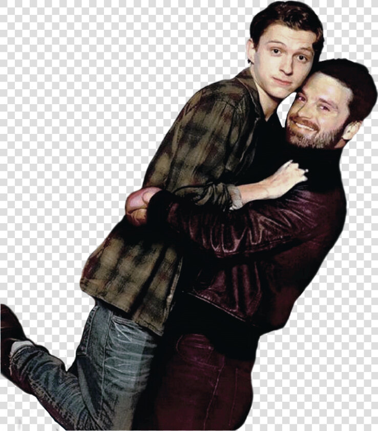 Sebastian Stan And Tom Holland Hugging   Bucky Barnes And Peter Parker  HD Png DownloadTransparent PNG