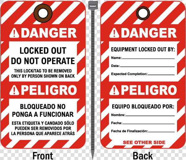 Bilingual Locked Out Do Not Operate Tag   Electrical Danger Tag  HD Png DownloadTransparent PNG