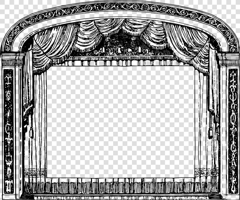 Curtains Clipart Black And White   Theatre Black And White Clipart  HD Png DownloadTransparent PNG