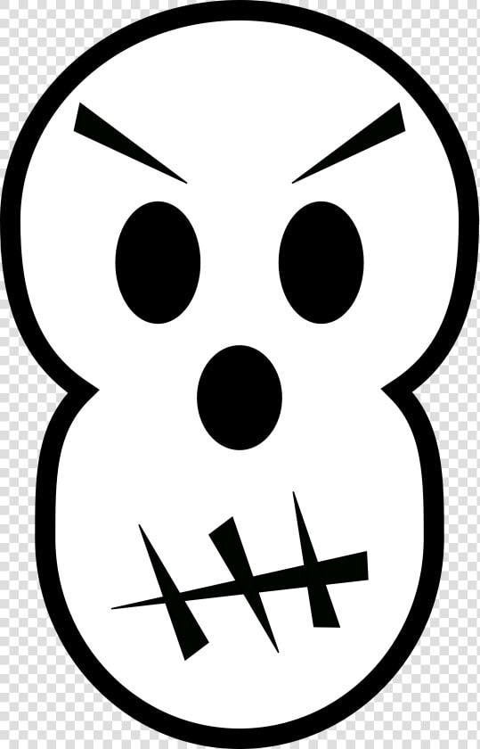 Black And White Angry Skull   Zombie Face Clipart Black And White  HD Png DownloadTransparent PNG