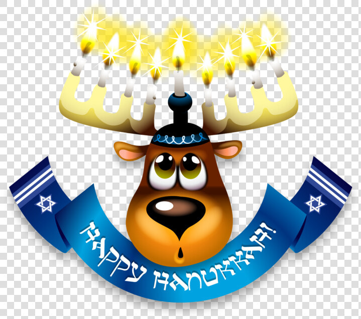 Moose Head With Menorah And Happy Hanukkah Banner   Happy Hanukkah Moose  HD Png DownloadTransparent PNG