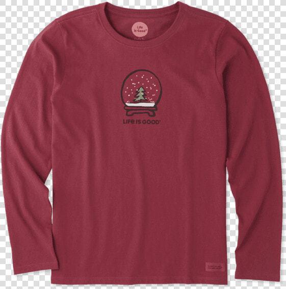 Women S Evergreen Snowglobe Long Sleeve Crusher Tee   Long sleeved T shirt  HD Png DownloadTransparent PNG