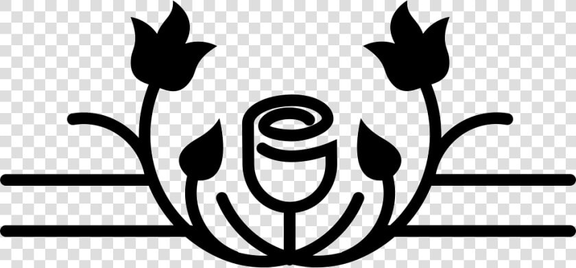 Tulip Flower Outline With Leaves And Vines   Vines Art Design  HD Png DownloadTransparent PNG