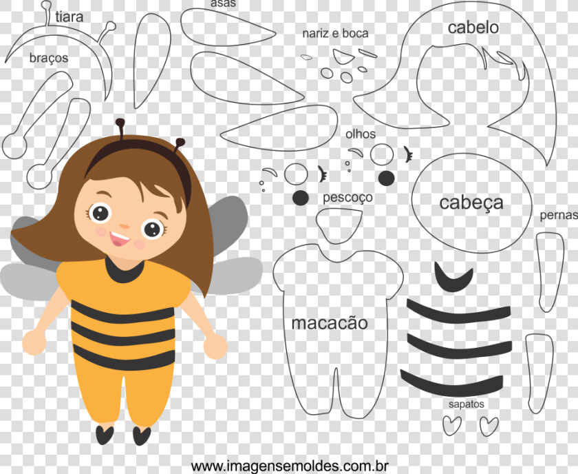 Molde De Abelha 1 Para Eva  Feltro E Artesanato   Molde Abelha Para Imprimir  HD Png DownloadTransparent PNG