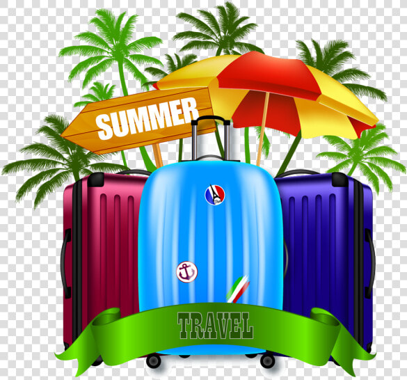 Ilustración Con Maleta De Viaje Y Palmeras   Пляж В Чемодане Пнг  HD Png DownloadTransparent PNG