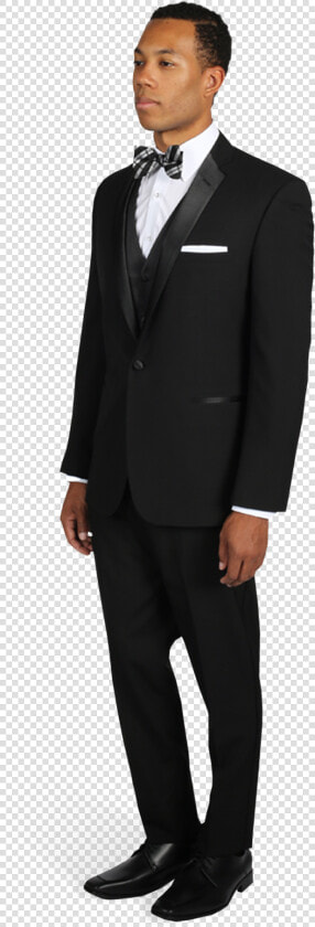 Black Notch Lapel Tuxedo With Bow Tie   Black Tuxedo  HD Png DownloadTransparent PNG
