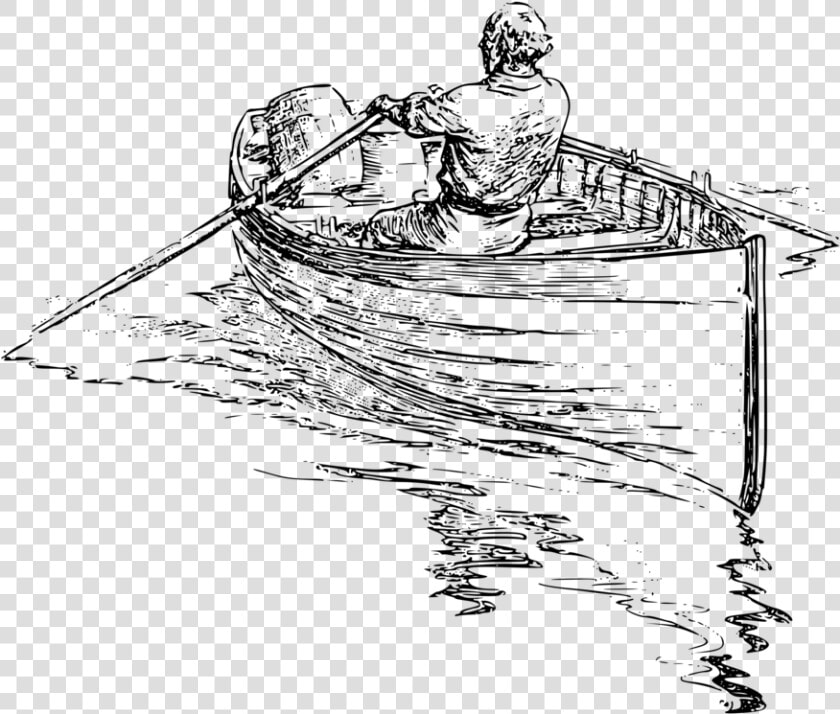 Line Art watercraft art   Rowing A Boat Drawing  HD Png DownloadTransparent PNG