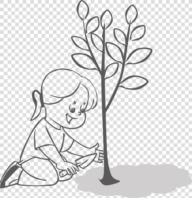 Clean And Green  Nature Cliparts  Free Clipart  People   Plant A Tree Clipart Black And White  HD Png DownloadTransparent PNG