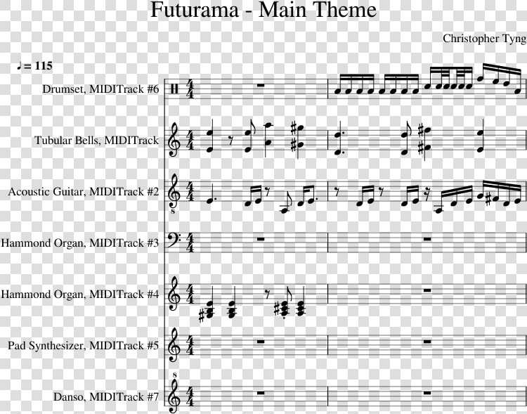 Piano Sheet Music Futurama Theme Notes  HD Png DownloadTransparent PNG