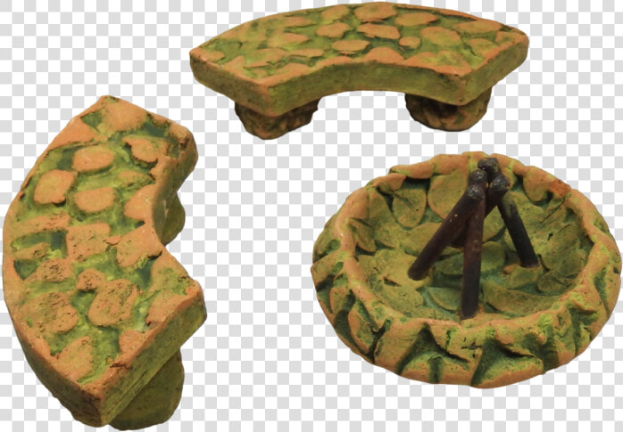 Fairy Garden Green Fire Pit And Two Benches   Picnic Table  HD Png DownloadTransparent PNG