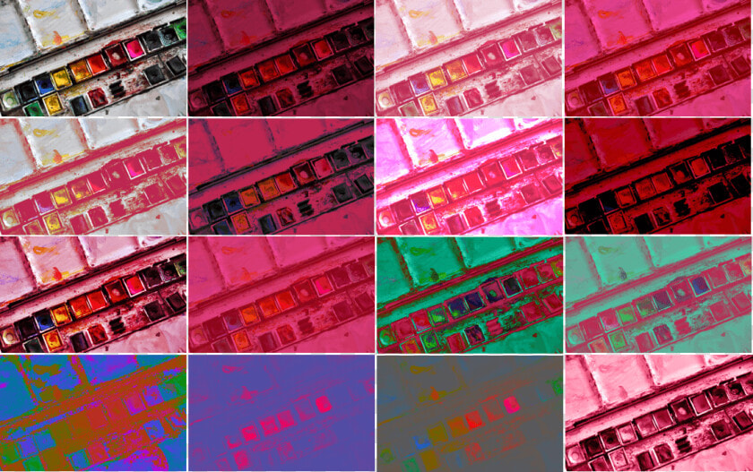The Result Of Applying 16 Blend Modes Applied To An   Background Blend Mode Examples  HD Png DownloadTransparent PNG