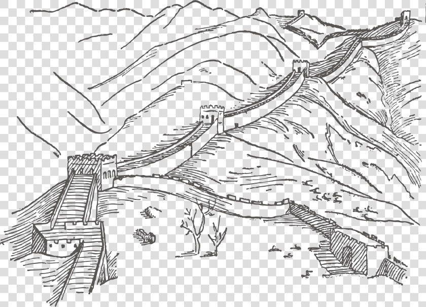 Hd Drawing Wall   Line Drawing Of Great Wall Of China  HD Png DownloadTransparent PNG