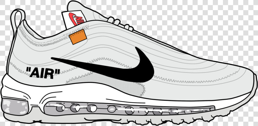 Nike Air Max 97 X Off White   Running Shoe  HD Png DownloadTransparent PNG