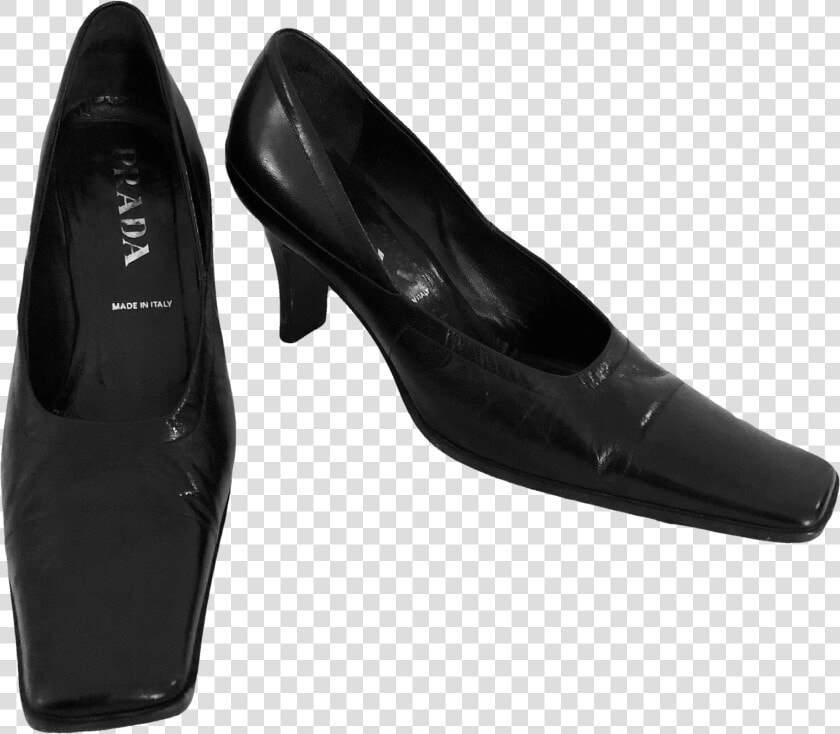Prada Square Toe Black Leather Heelsby Prada   Basic Pump  HD Png DownloadTransparent PNG