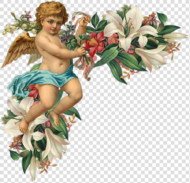 Engel Auf Blumenranken   Cherub Vintage  HD Png DownloadTransparent PNG