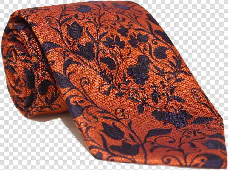 Orange Floral Extra Long Necktie   Png Download   Paisley  Transparent PngTransparent PNG