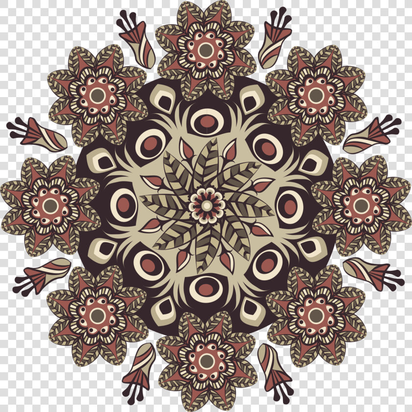 Mandala  Pattern  Round  Brown  Floral  Vintage   Pattern Brown Png  Transparent PngTransparent PNG