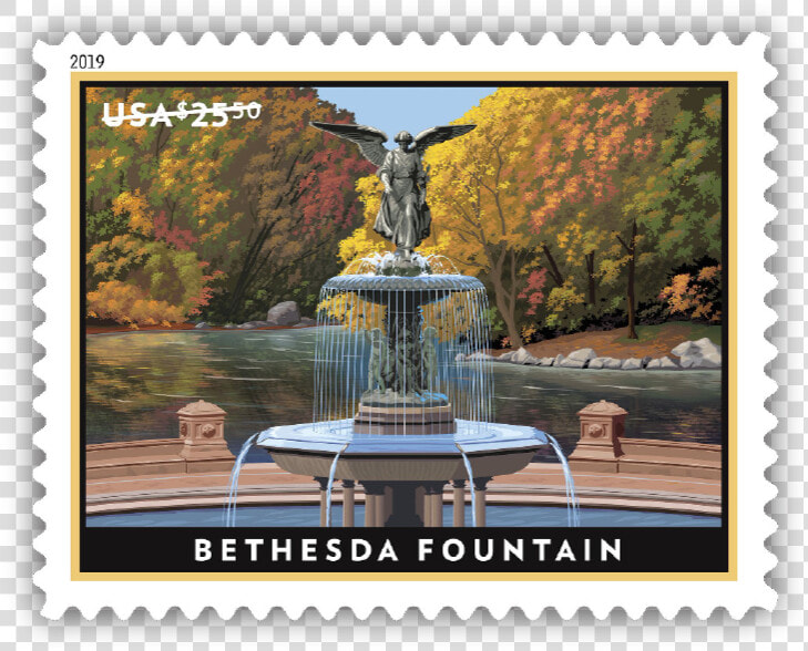 50 Bethesda Fountain   Uspo Bethesda Fountain Stamp  HD Png DownloadTransparent PNG