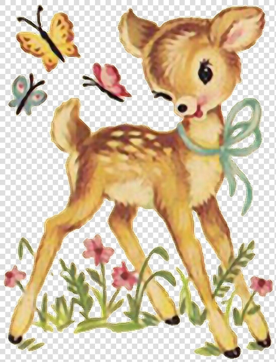  deer  fawn  vintage  sticker  oktouse  whatsmineisyours   Vintage Nursery Meyercord Decal  HD Png DownloadTransparent PNG