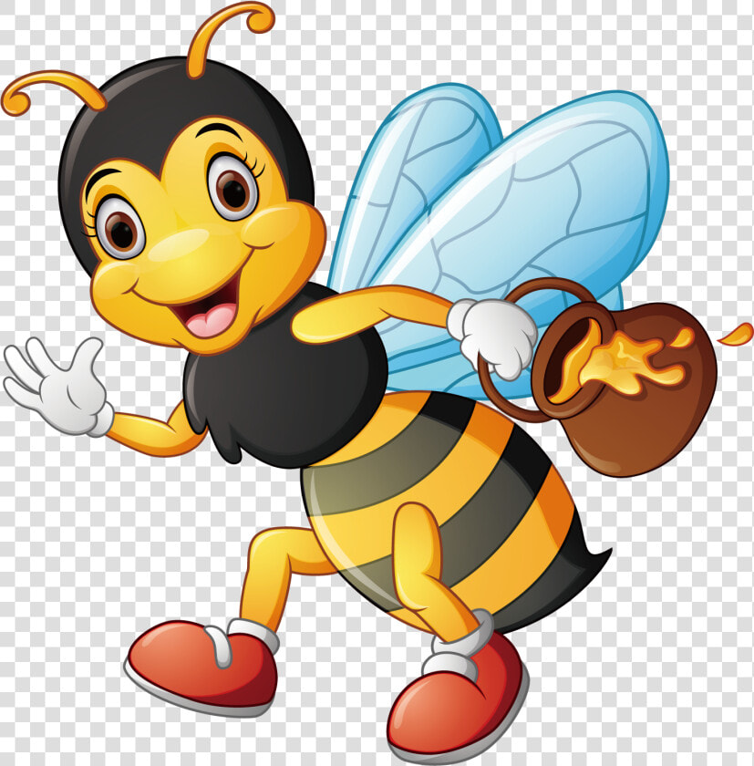 Clip Art Stock Cartoon Illustration Carrying Honey   Cartoon Honey Bee Png  Transparent PngTransparent PNG