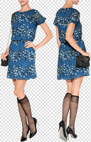 Valentino Red Blue Floral Silk Printed Dress On Model   Photo Shoot  HD Png DownloadTransparent PNG
