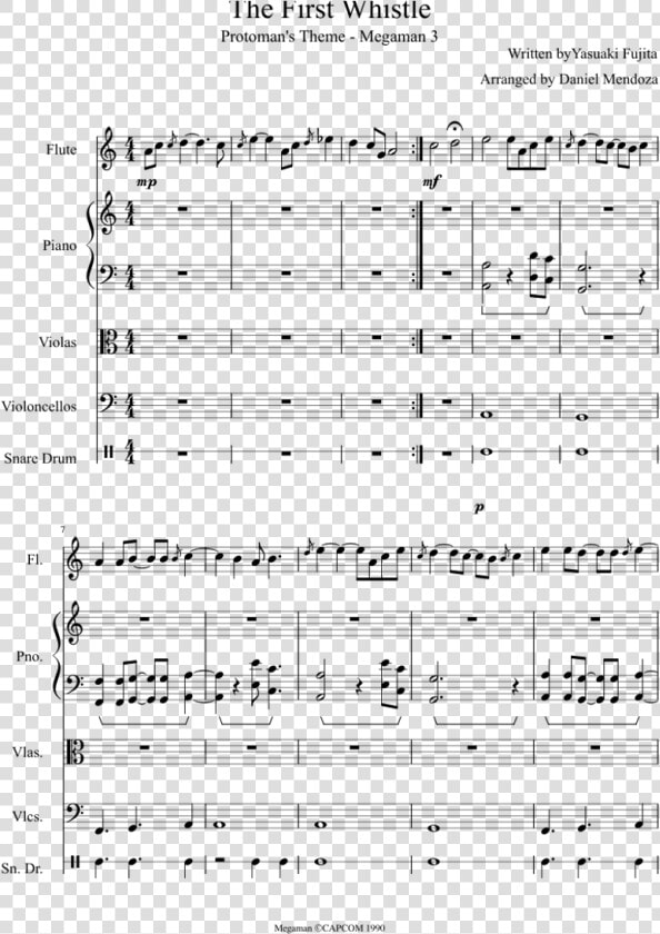 Protoman S Theme Sheet Music For Flute  Piano  Strings   Protoman Theme Piano Sheet  HD Png DownloadTransparent PNG