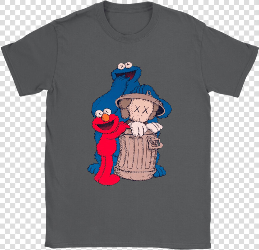 Elmo And Cookie Monster Hide Kaws In Trash Can Shirts  HD Png DownloadTransparent PNG