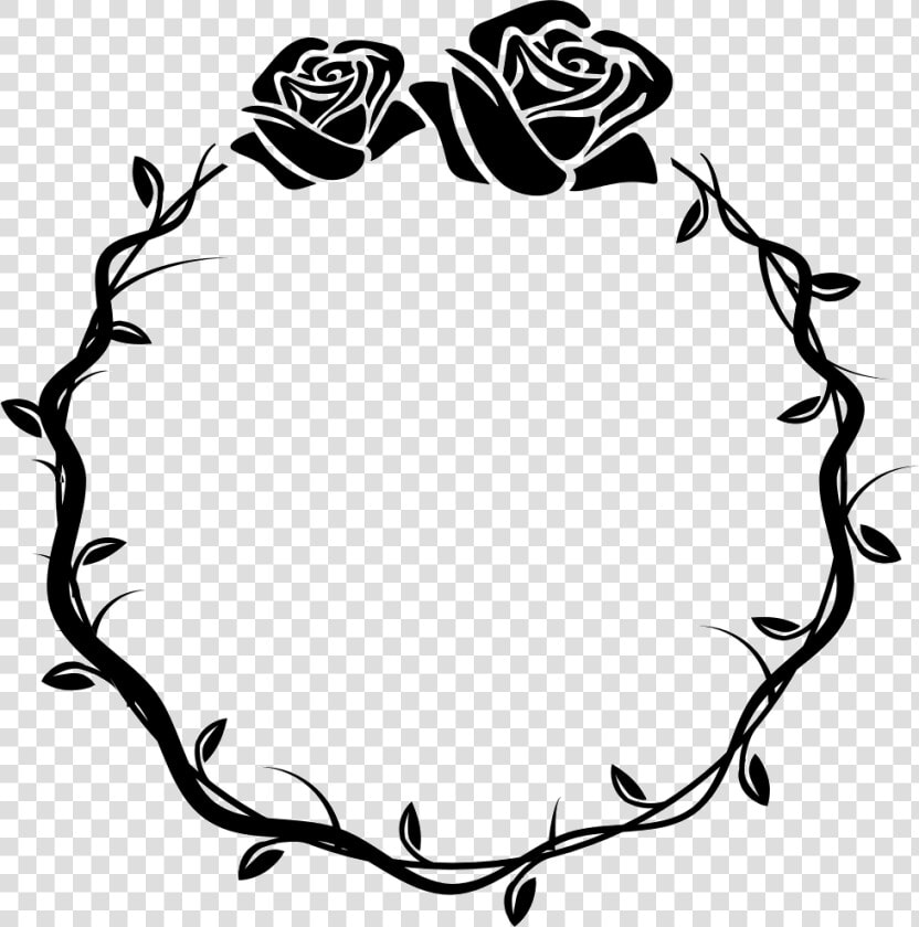 Circular Flowers Ornamental Frame   Circle Flower Rose Black  HD Png DownloadTransparent PNG