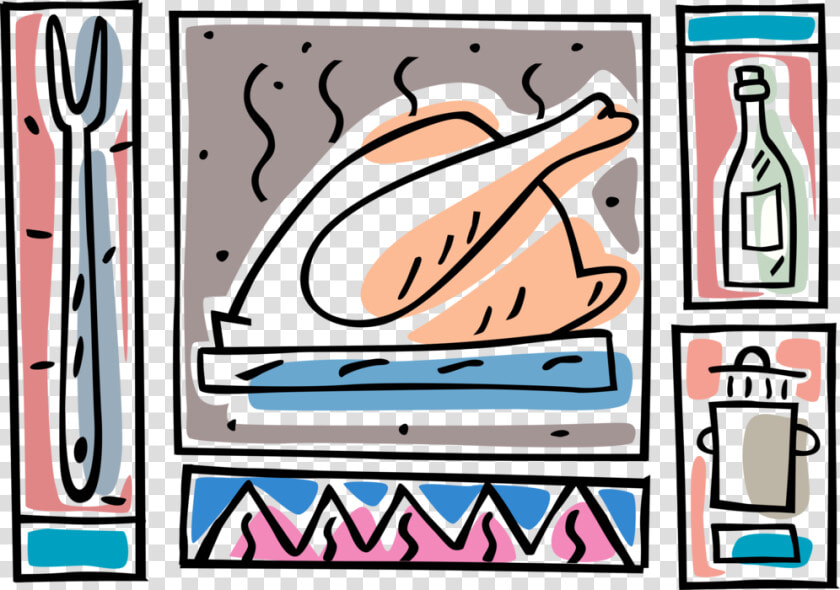 Vector Illustration Of Roast Turkey Poultry With Kitchenware  HD Png DownloadTransparent PNG