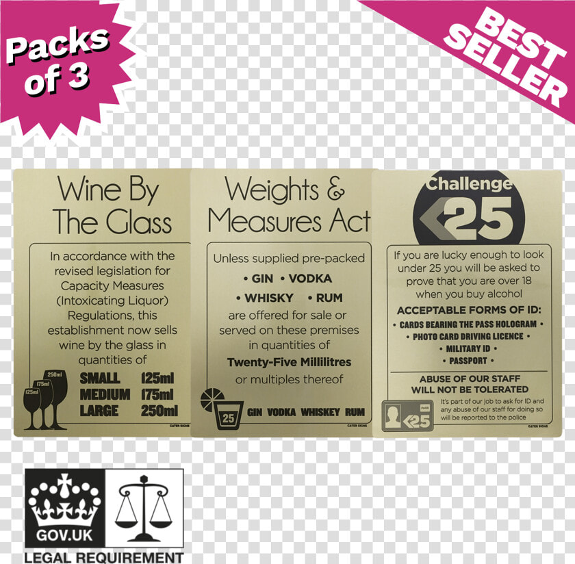 Bar Licensing Sign Starter Sign Pack   Weights And Measures Sign For Wine  HD Png DownloadTransparent PNG