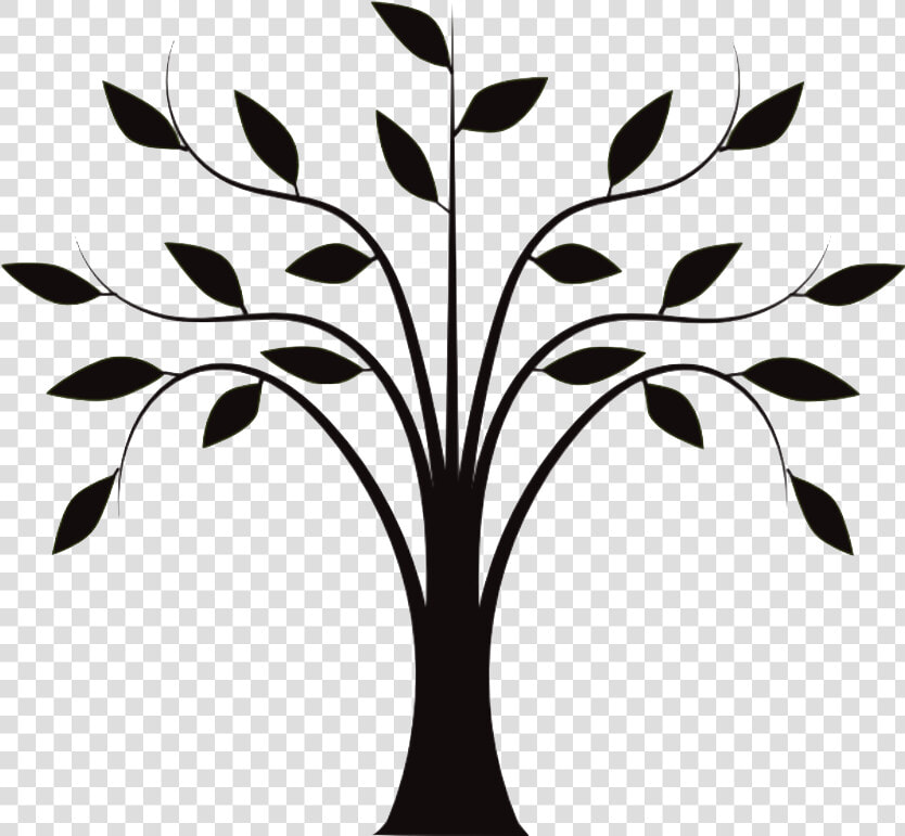 Family Tree Trunk Clip Black And White Black And White   Tree With Leaves Clipart Black And White  HD Png DownloadTransparent PNG