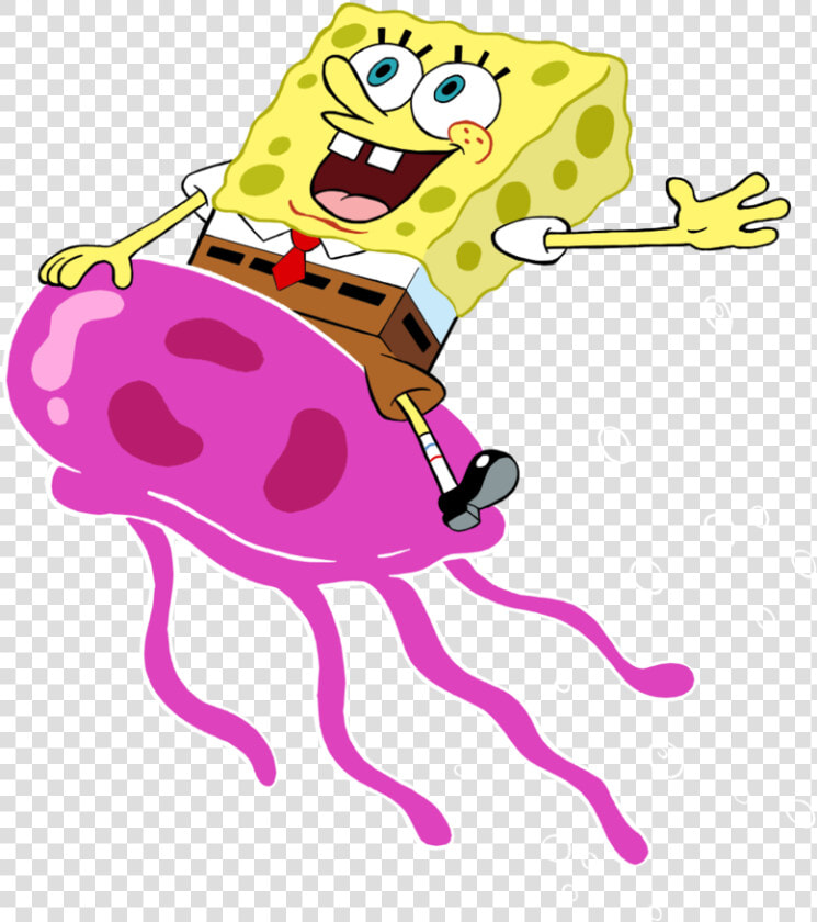 Spongebob Riding A Jellyfish  HD Png DownloadTransparent PNG