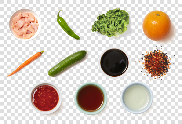 Orange Chicken Salad With Carrots  Cucumber  amp  Shishito   Chicken  HD Png DownloadTransparent PNG
