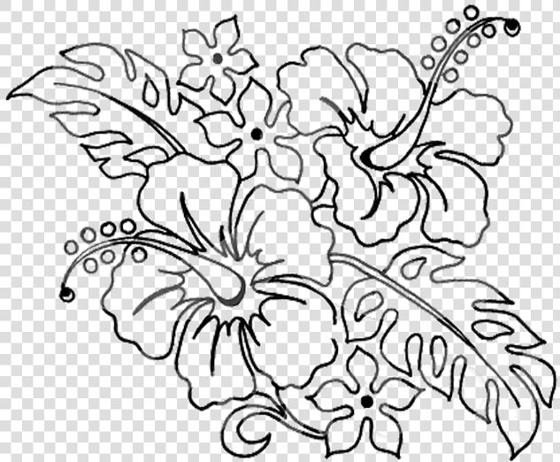 Flower Pen Drawing   Tropical Flower Coloring Pages  HD Png DownloadTransparent PNG