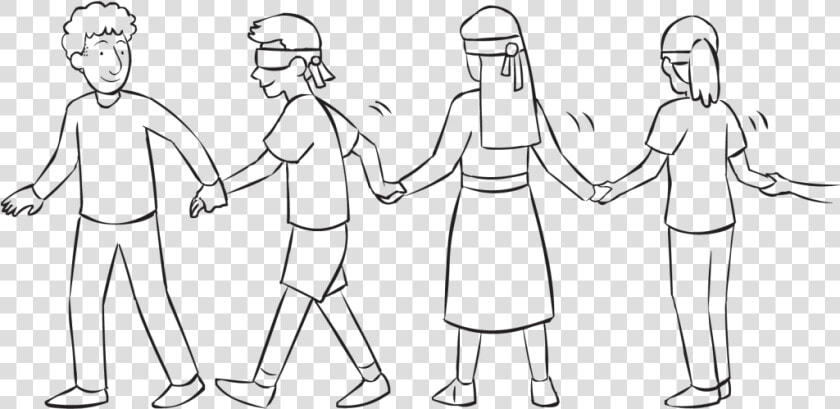 Team Of Blind Folded People Lead By Sighted Team Member    Line Art  HD Png DownloadTransparent PNG