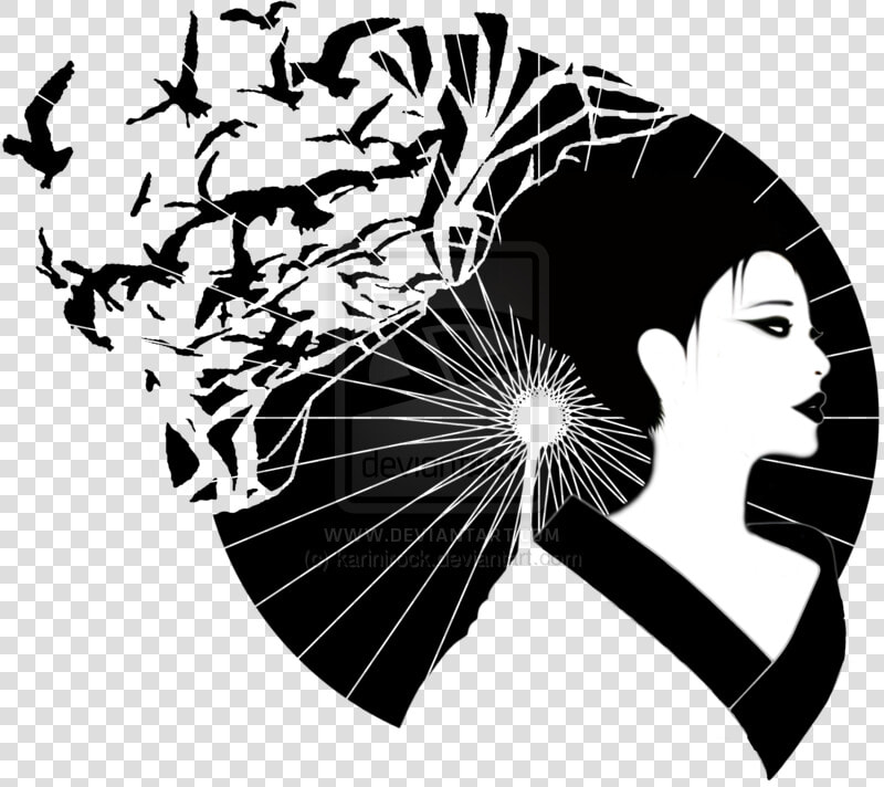 Geisha Girl With Shattering Umbrella By Karinjrock d4yi846   Geisha Drawing Png  Transparent PngTransparent PNG