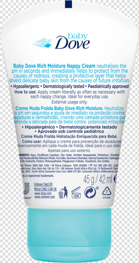 Baby Dove Diaper Rash Cream Ingredients  HD Png DownloadTransparent PNG