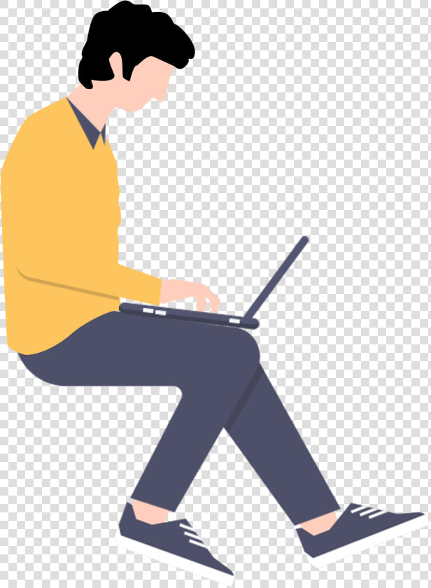 Play Computer Boy Yellow Original Png And Psd   Cartoon Boy Using Computer  Transparent PngTransparent PNG