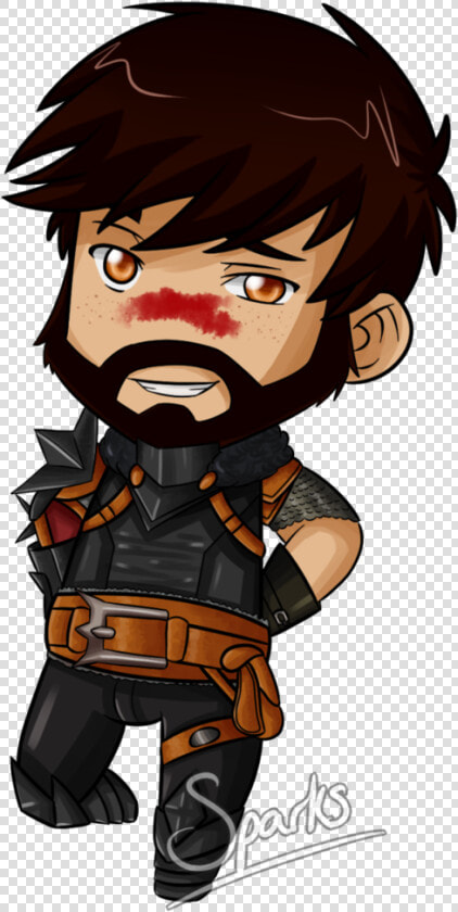 Male Mage Hawke Chibi By Sparksreactor   Chibi Boy With Beard  HD Png DownloadTransparent PNG