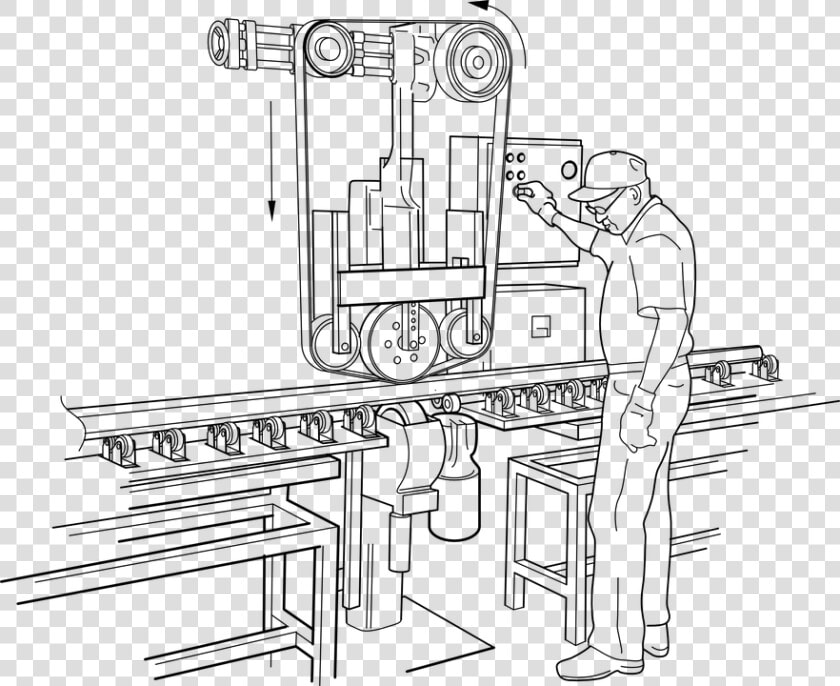 Machine  Factory  Polishing  Rail  Labor  Worker   Factory Worker Clipart Black And White  HD Png DownloadTransparent PNG
