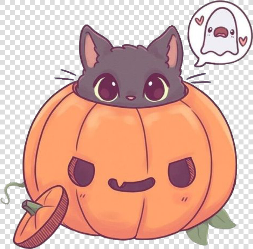 Cute Pumpkin Kitty Drawn By Noami Lord 💜💜💖✨   Cat In Pumpkin Drawing  HD Png DownloadTransparent PNG