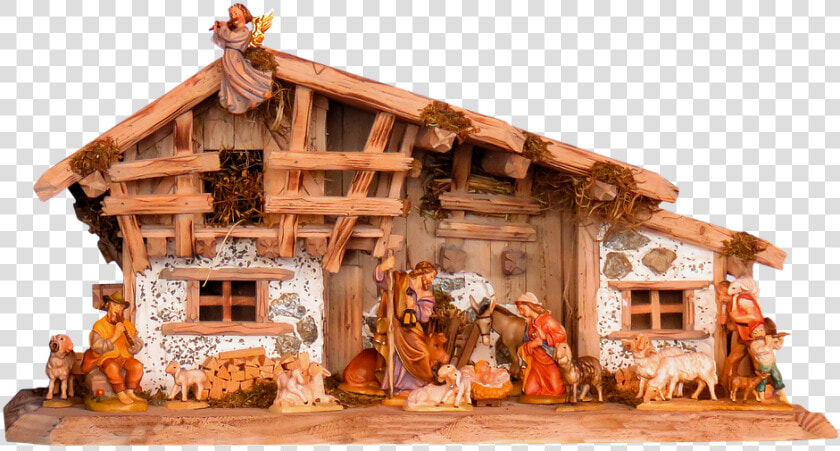 Christmas  Nativity Scene  Crib  Father Christmas   Cottage  HD Png DownloadTransparent PNG