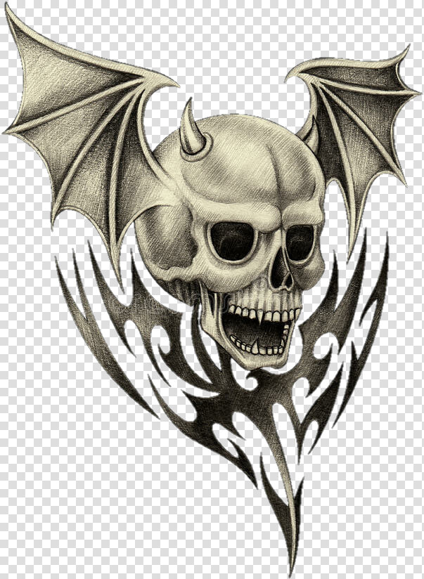  tattoo  skull  design  wings  evil  cool  idea   Skull Tattoo With Wings  HD Png DownloadTransparent PNG