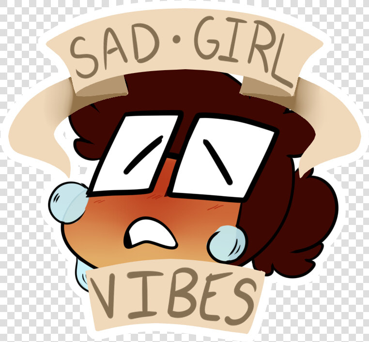 Sad Girl Vibes Sticker Design   Cartoon  HD Png DownloadTransparent PNG