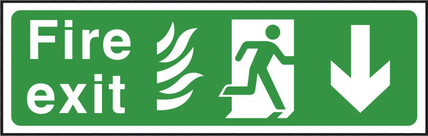 Nhs Fire Exit Sign Arrow Down Title Nhs Fire Exit   Printable Fire Exit Signage  HD Png DownloadTransparent PNG